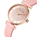 WWOOR 8851 Women Watches Quartz Watch Leather Rhinestone Fashion Wristwatches Luxury Brand Reloj de mujer Factory